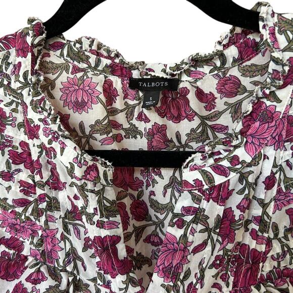 Talbots Women's Enchanting Floral Pintuck Yoke Shell Top Size Small - Picture 4 of 5